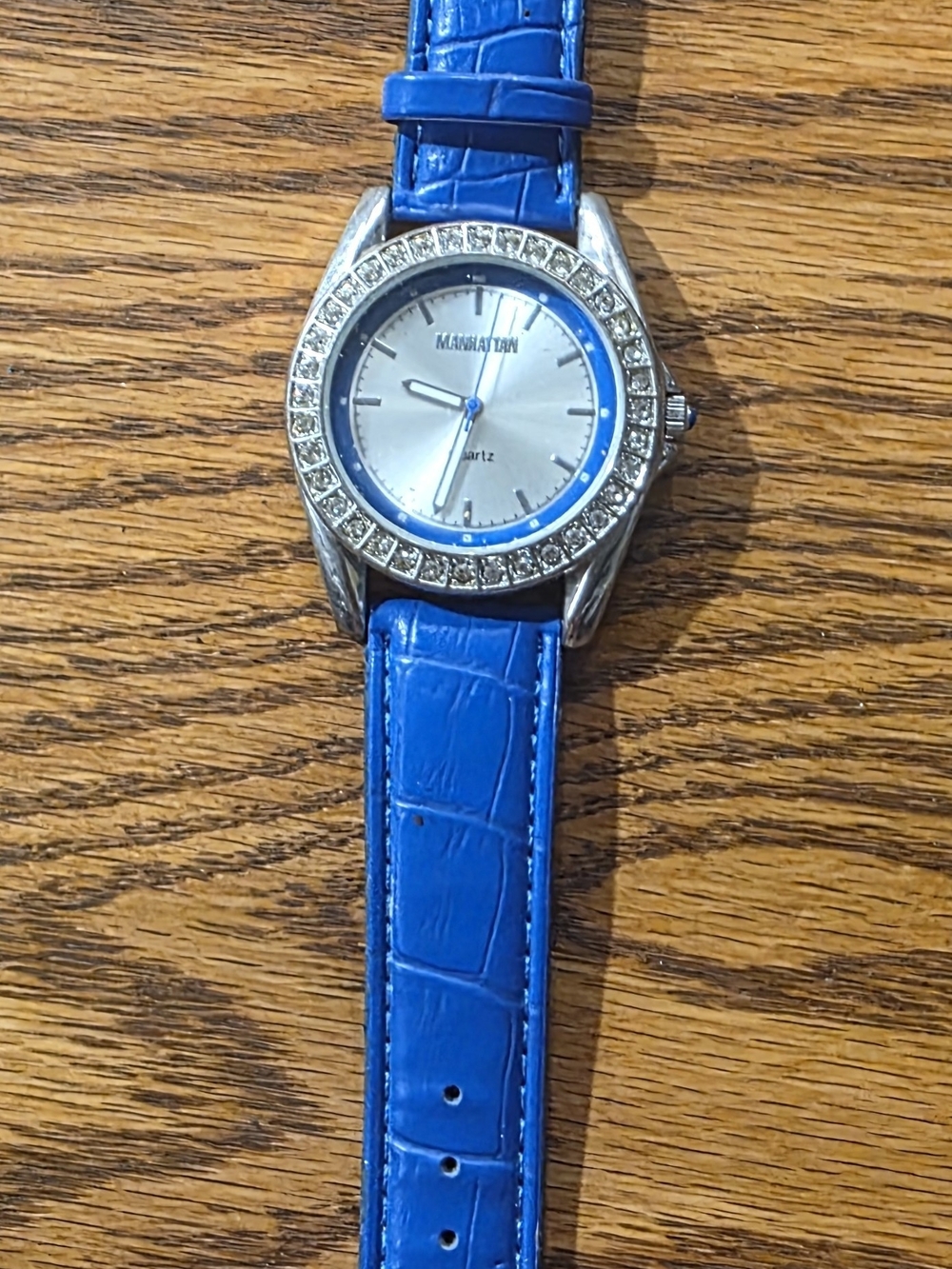 Manhattan Silver Dial Watch with Bright Blue Strap
